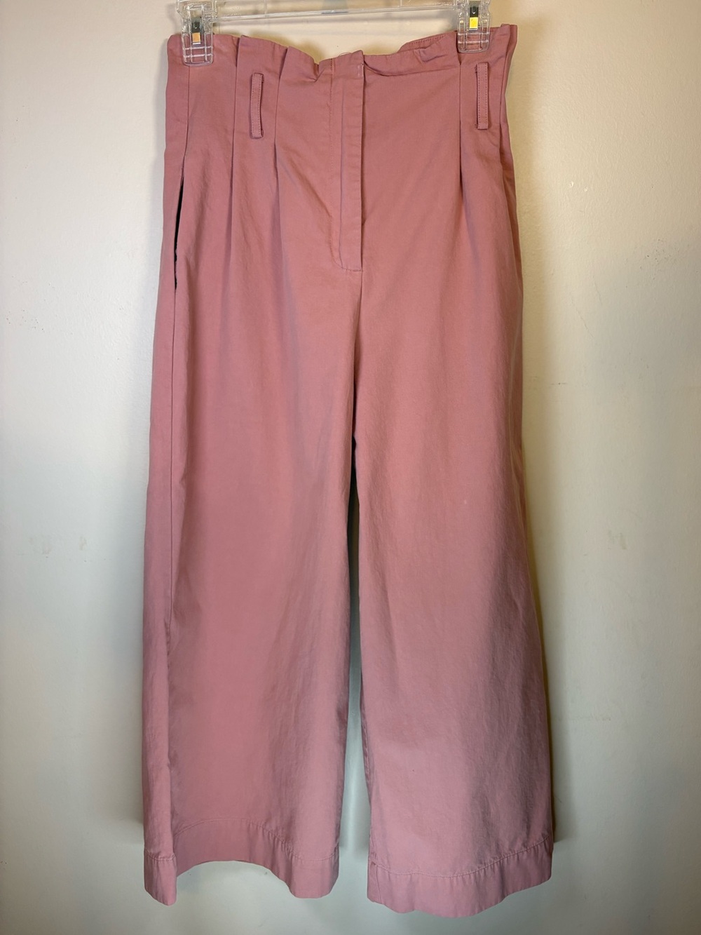 Zara Basic Wide Leg Trousers Pants Size XS Rose Pink Pockets Pleated Chic